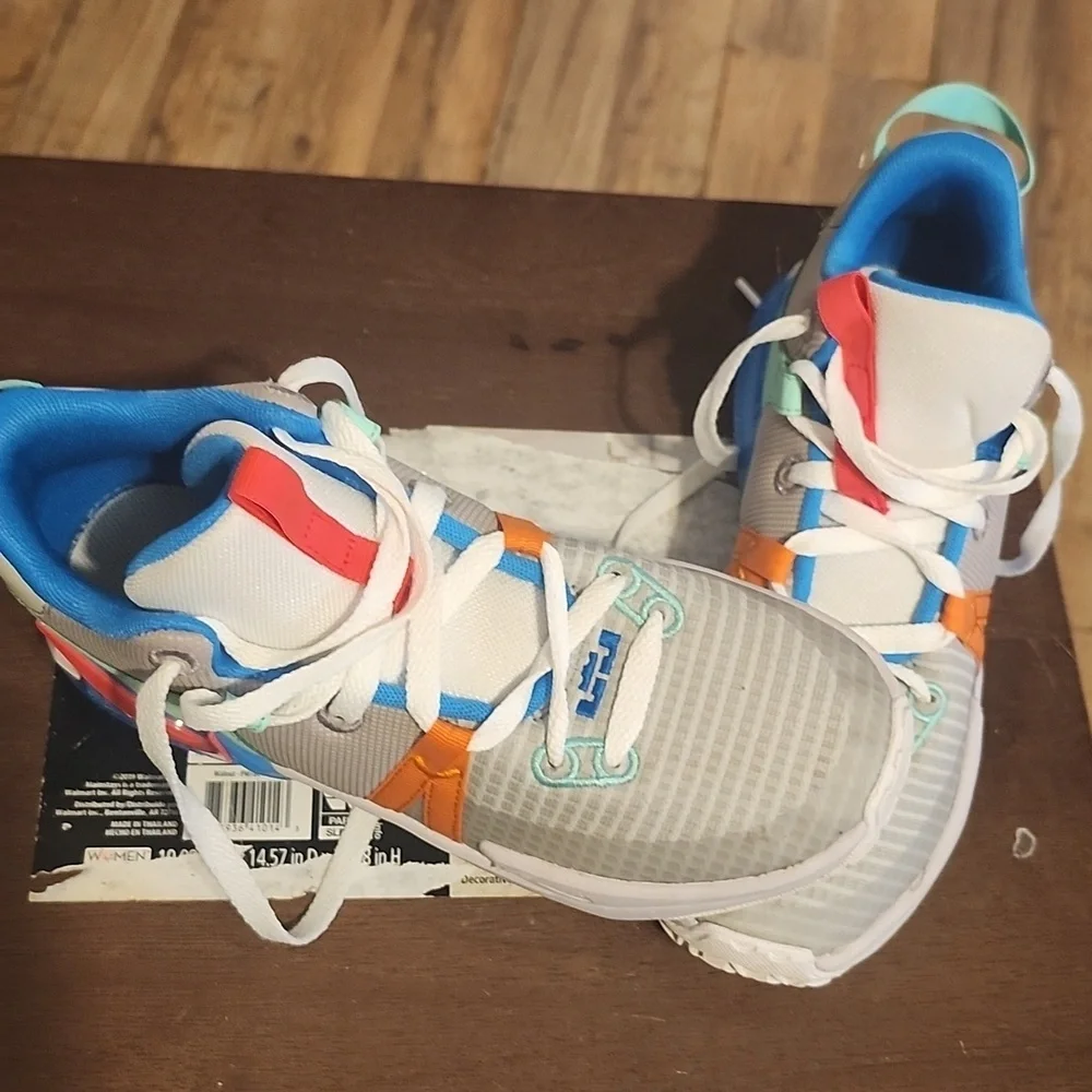 Nike Lebron Sneakers in White, Pink, and Blue